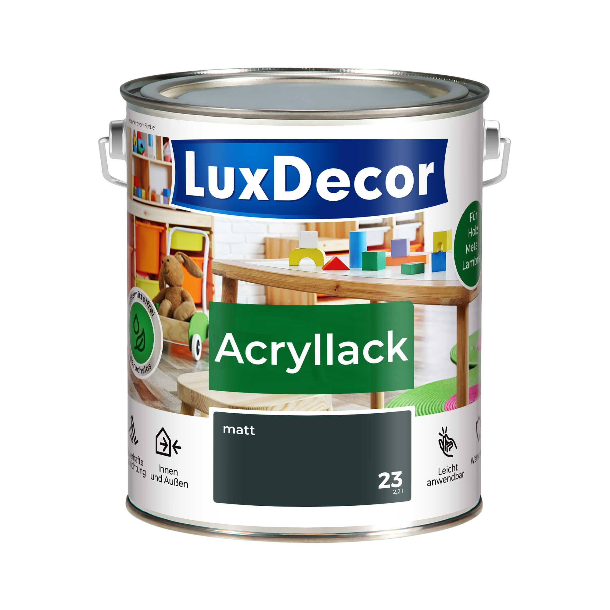 Emalia akrylowa 2,2L LuxDecor Lakier do metalu i drewna Mat (23) Berggipfel/Szczyty górskie
