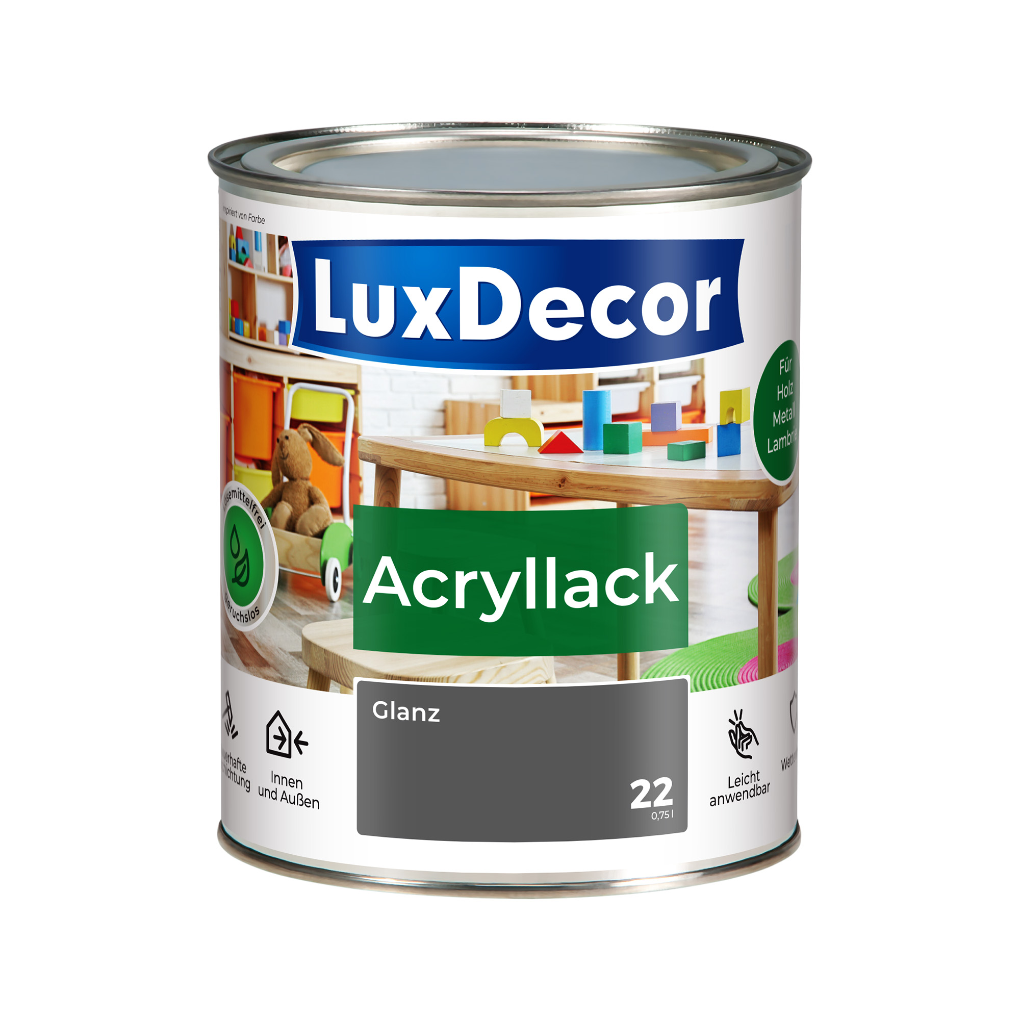 Emalia akrylowa 0,75L LuxDecor Lakier do metalu i drewna Połysk (22) Stille Dämmerung/Cichy zmierzch
