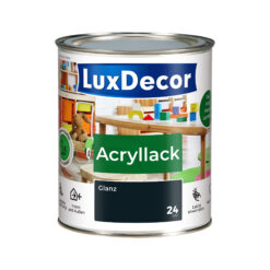 Emalia akrylowa 0,75L LuxDecor Lakier do metalu i drewna Połysk (24) Gehärteter Stahl/Stal hartowana