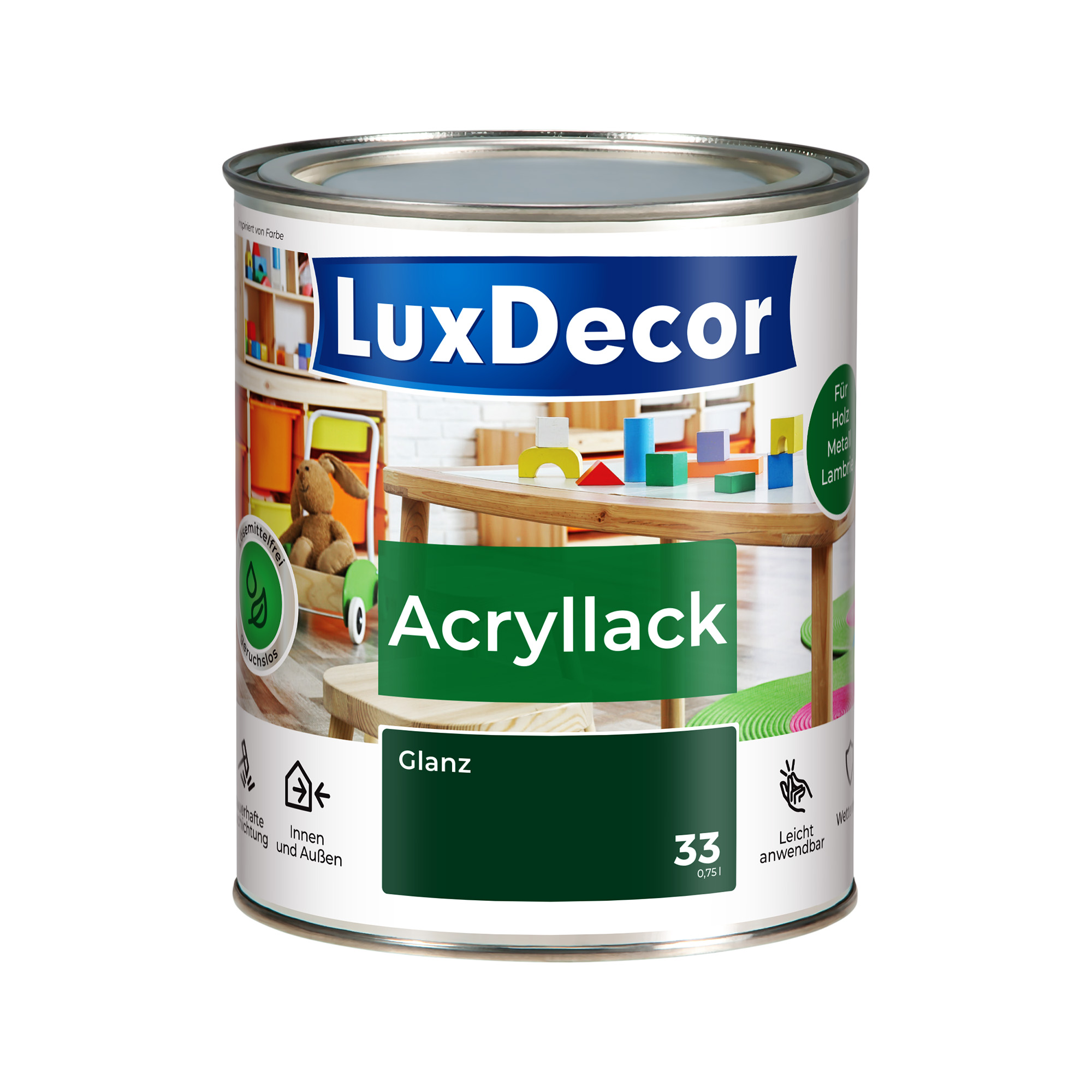 Emalia akrylowa 0,75L LuxDecor Lakier do metalu i drewna Połysk (33) Tropischer Wald/Las tropikalny