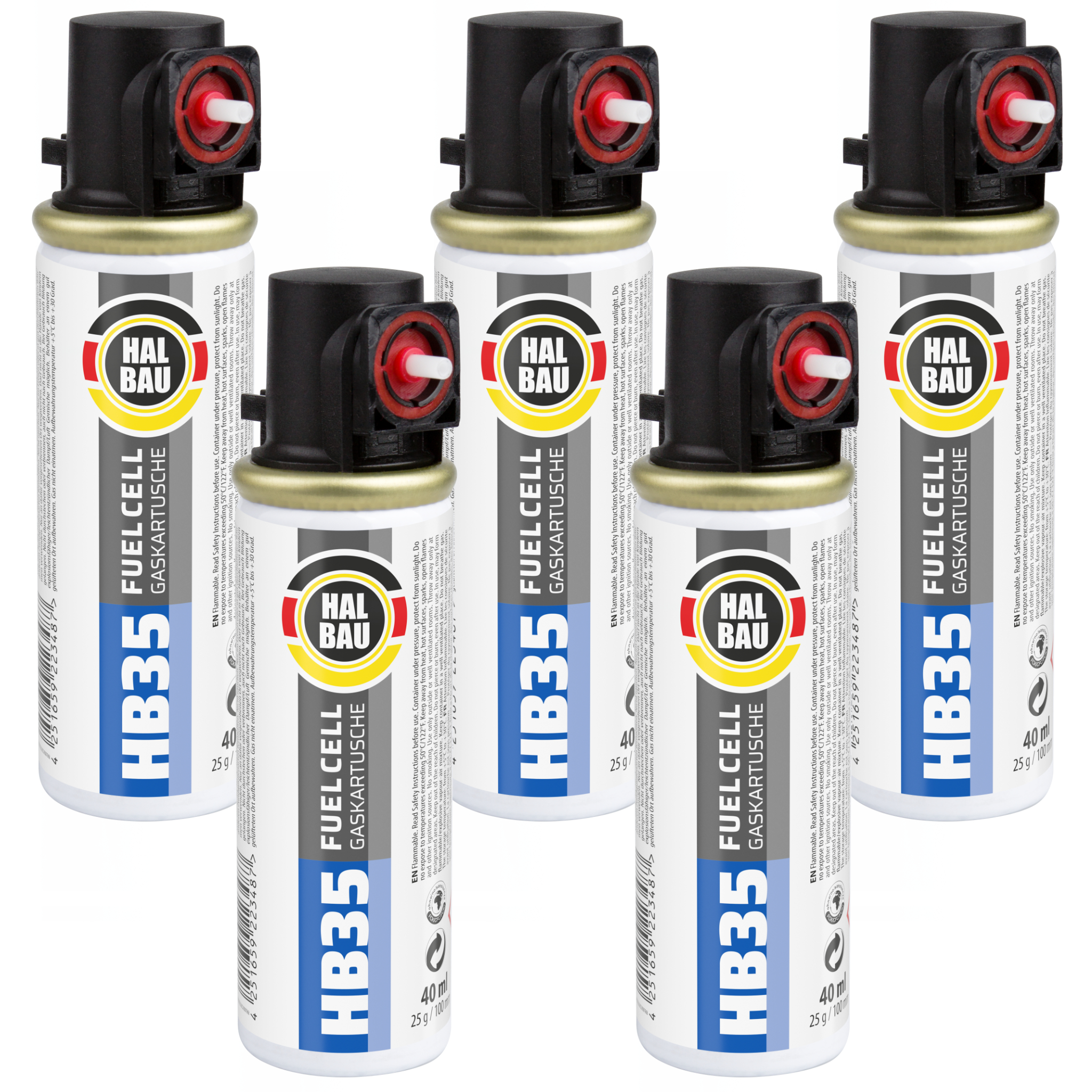 Gaz do-gwoździarek-gazowych-Halbau-HB35-5 Gaz do Sztyfciarek i Gwoździarek Gazowych HALBAU 5 szt. Nabój do Gwoździarek 100mm 40ml 25g Nabój Gazowy HB35