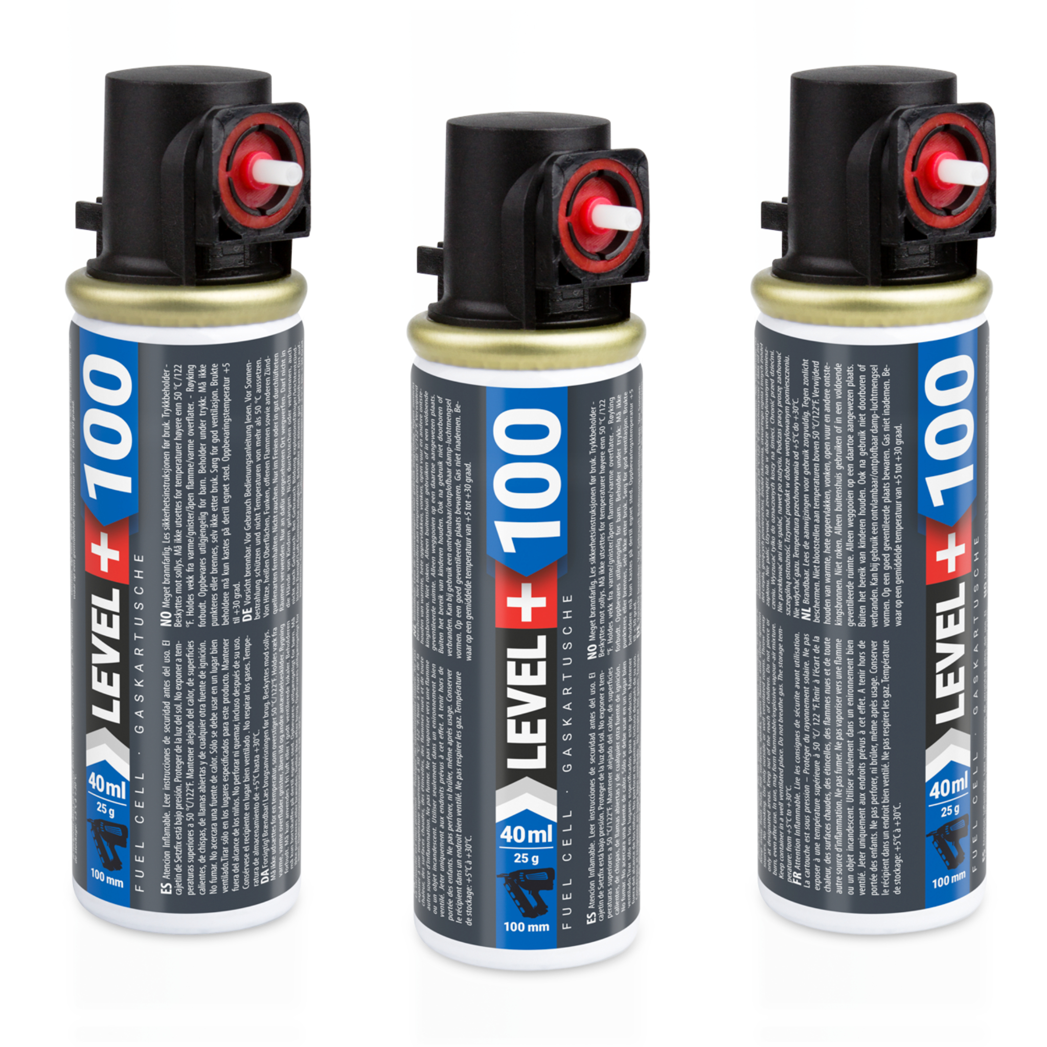 Gaz do-gwoździarek-gazowych-Level-Plus-100-0 Gaz do Sztyfciarek i Gwoździarek Gazowych LEVEL+ 10 szt. Nabój do Gwoździarek 100mm 40ml 25g Nabój Gazowy L+100