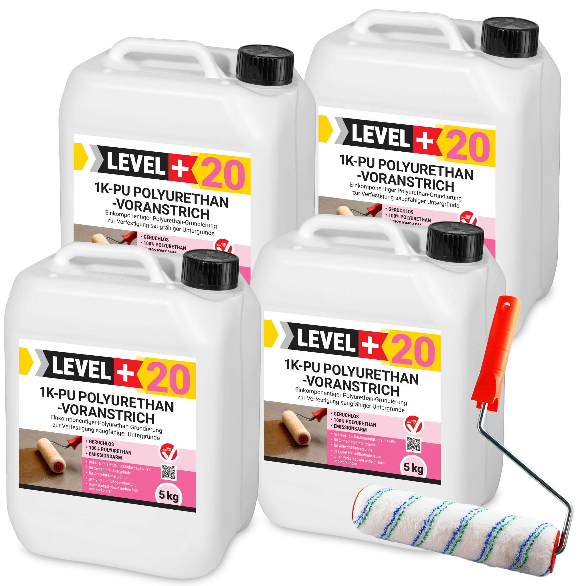 Podkład-1K-PU-podkład-wstępny-20kg-wałek-Level-Plus-20 Podkład poliuretanowy 1K PU podkład wstępny 20kg środek blokujący wilgoć + wałek 25cm LEVEL+20